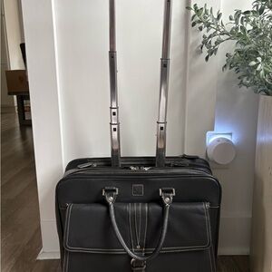 Clark & Mayfield Black Leather Rolling Briefcase